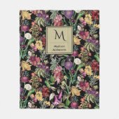Couverture Polaire Fleurs élégantes et fleurs noires feuilles (Devant)