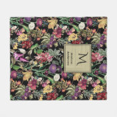 Couverture Polaire Fleurs élégantes et fleurs noires feuilles (Devant (Horizontal))