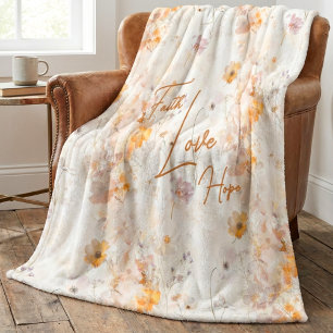Couverture Polaire Fleurs Élégantes Foi Espoir Amour Aquarelle