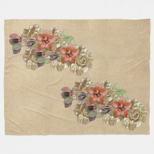 Couverture Polaire Fleurs en cuir et daim Texture Art (Devant (Horizontal))