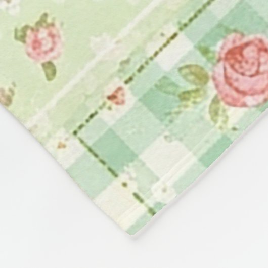 Couverture Polaire Fleurs en patchwork gingham pastel doux (Coin)