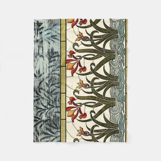 Couverture Polaire Fleurs en verre tendu avec bordure en tan (Devant)