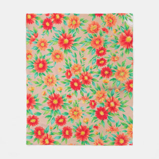 Couverture Polaire "Fleurs ensoleillées" - Dessus de table tissé flor
