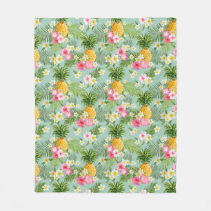 Couverture Polaire Fleurs et ananas tropicaux