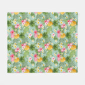 Couverture Polaire Fleurs et ananas tropicaux (Devant (Horizontal))