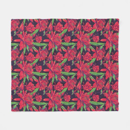 Couverture Polaire Fleurs et colibris (Devant (Horizontal))