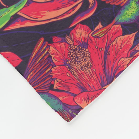 Couverture Polaire Fleurs et colibris (Coin)