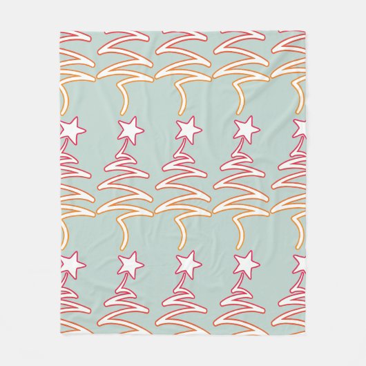 Couverture Polaire Fleurs et Étoiles Zig Zag Gris Vert (Devant)