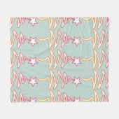 Couverture Polaire Fleurs et Étoiles Zig Zag Gris Vert (Devant (Horizontal))
