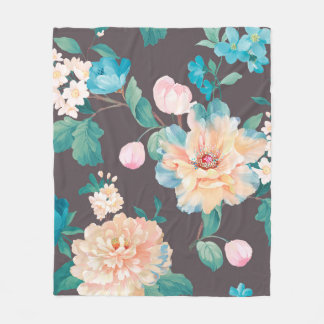 Couverture Polaire Fleurs et feuillages dessinés par ordinateur, déco