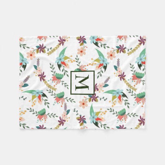 Couverture Polaire Fleurs Et Feuilles (Devant (Horizontal))