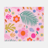 Couverture Polaire Fleurs Et Feuilles 02 Rose Floral (Devant (Horizontal))