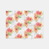 Couverture Polaire Fleurs Et Feuilles Sur Marbre (Devant (Horizontal))