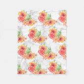 Couverture Polaire Fleurs Et Feuilles Sur Marbre (Devant)