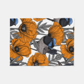 Couverture Polaire Fleurs et fleurs de pavot orangé 2 (Devant (Horizontal))