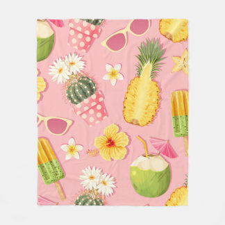 Couverture Polaire Fleurs et fruits exotiques vintage sans couture mo