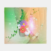 Couverture Polaire Fleurs et libellules impressionnantes (Devant (Horizontal))