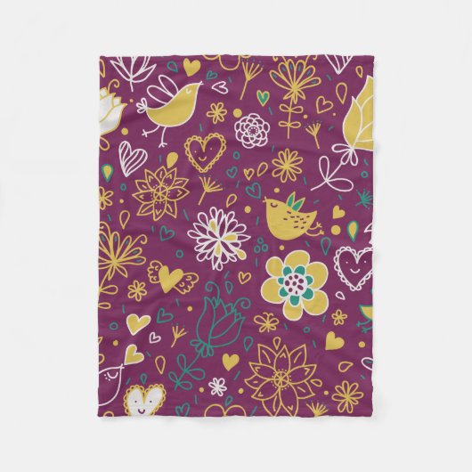 Couverture Polaire Fleurs et oiseaux Whimsical Blanket en polaire (Devant)