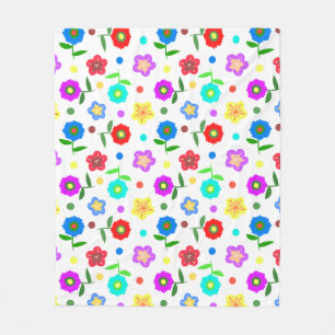 Couverture Polaire Fleurs et points