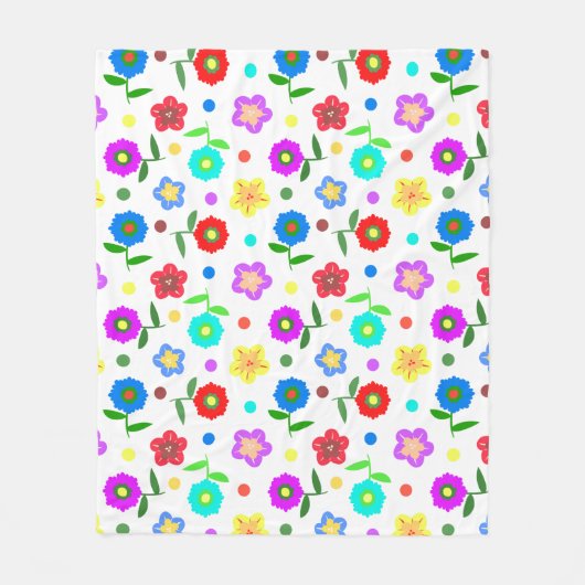Couverture Polaire Fleurs et points (Devant)