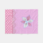 Couverture Polaire Fleurs Et Points Rose Et Blanc (Devant (Horizontal))