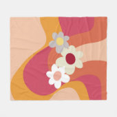 Couverture Polaire Fleurs et vagues de style rétro (Devant (Horizontal))