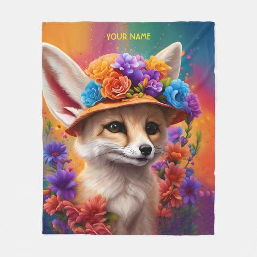 Couverture Polaire Fleurs Fennec Fennec Fennec Imaginaire mignonnes (Devant)