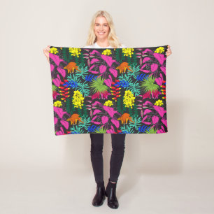 Couverture Polaire Fleurs Feuilles Tropicales Aux Couleurs Vives