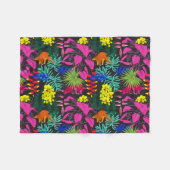 Couverture Polaire Fleurs Feuilles Tropicales Aux Couleurs Vives (Devant (Horizontal))