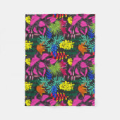 Couverture Polaire Fleurs Feuilles Tropicales Aux Couleurs Vives (Devant)