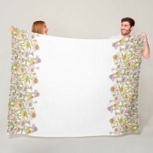 Couverture Polaire Fleurs Florales Botanique Aquarelle Grande