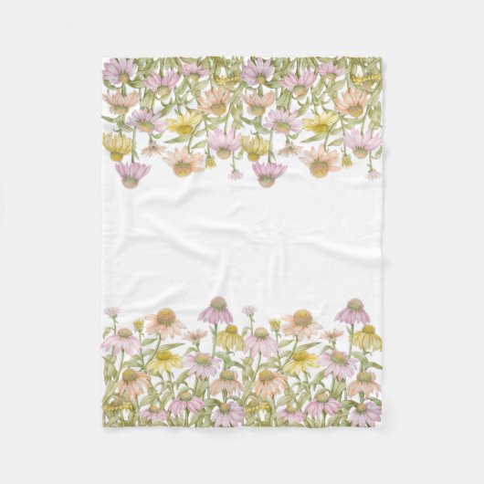 Couverture Polaire Fleurs Florales Botaniques Aquarelle Petite (Devant)