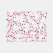 Couverture Polaire Fleurs florales de cerisier rose blanc (Devant (Horizontal))