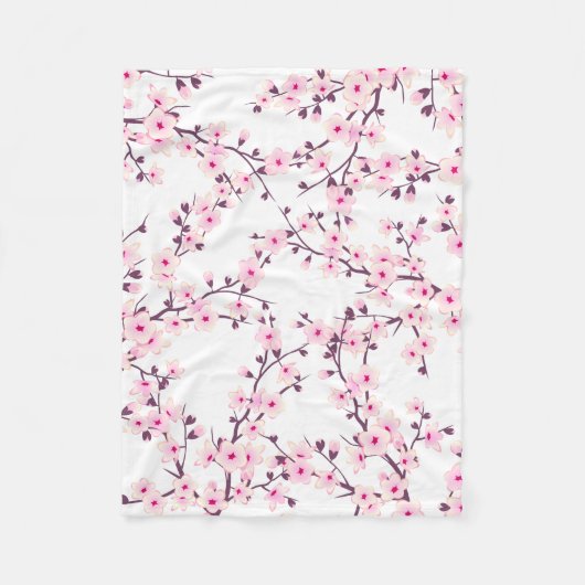 Couverture Polaire Fleurs florales de cerisier rose blanc (Devant)