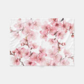 Couverture Polaire Fleurs florales de cerisier rose blanc (Devant (Horizontal))