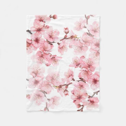 Couverture Polaire Fleurs florales de cerisier rose blanc (Devant)