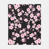 Couverture Polaire Fleurs florales de cerisier rose noir (Devant)