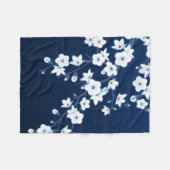 Couverture Polaire Fleurs florales de cerisiers Bleu Blanc (Devant (Horizontal))