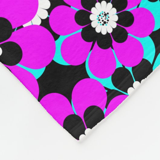 Couverture Polaire Fleurs florales en néon Motif violet et turquoise (Coin)