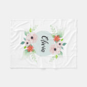 Couverture Polaire Fleurs florales mignonnes d'aquarelle de filles et (Devant (Horizontal))