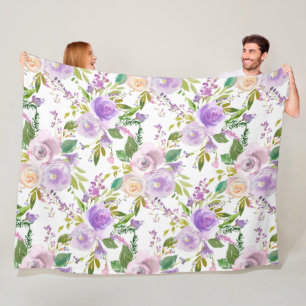 Couverture Polaire *~* Fleurs florales Motif Imprimer Lavande blanche