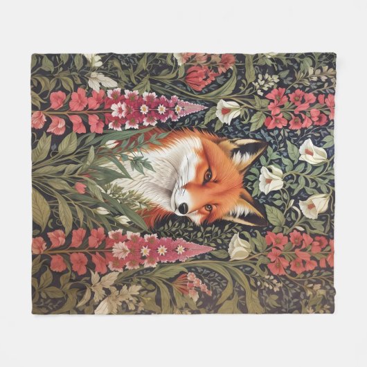 Couverture Polaire Fleurs Fox et Foxglove William Morris Inspiré (Devant (Horizontal))