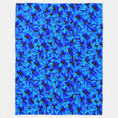 Couverture Polaire Fleurs Frangipani Deux Tons Bleus, (Devant)