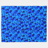 Couverture Polaire Fleurs Frangipani Deux Tons Bleus, (Devant (Horizontal))