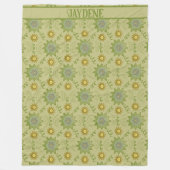 Couverture Polaire Fleurs géométriques vert clair (Devant)