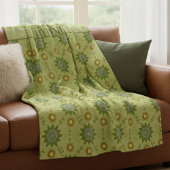 Couverture Polaire Fleurs géométriques vert clair