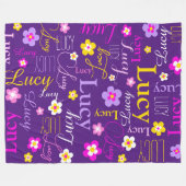 Couverture Polaire Fleurs graphiques Lucy nom violet jaune rose (Devant (Horizontal))