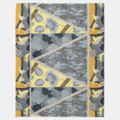 COUVERTURE POLAIRE FLEURS GRIS JAUNES BLEU, BOUTTERFLIES FLEURIES (Devant)