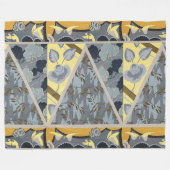 COUVERTURE POLAIRE FLEURS GRIS JAUNES BLEU, BOUTTERFLIES FLEURIES (Devant (Horizontal))