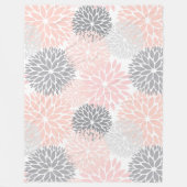Couverture Polaire Fleurs Gris Rose Rose Chic Et Élégantes (Devant)